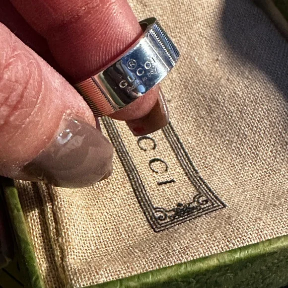 Gucci Sterling Silver Trademark Band Ring - Picture 4 of 6